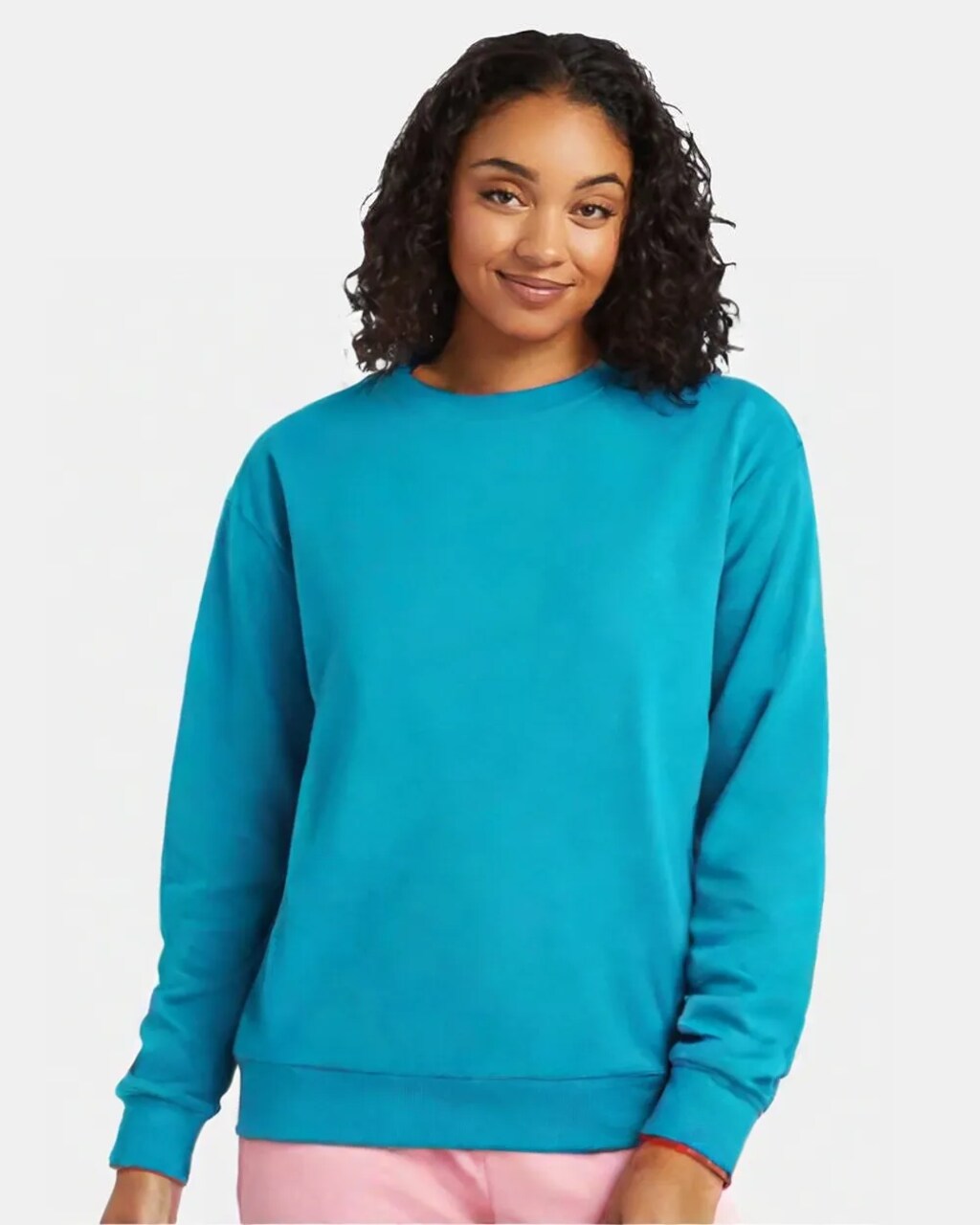Hanes Eco-Friendly Midweight Fleece Crewneck Sweatshirt For Layering Outfits